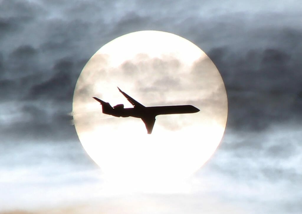 A Mesa CRJ900 on approach to PHX.  Photo by: Curt Eckert